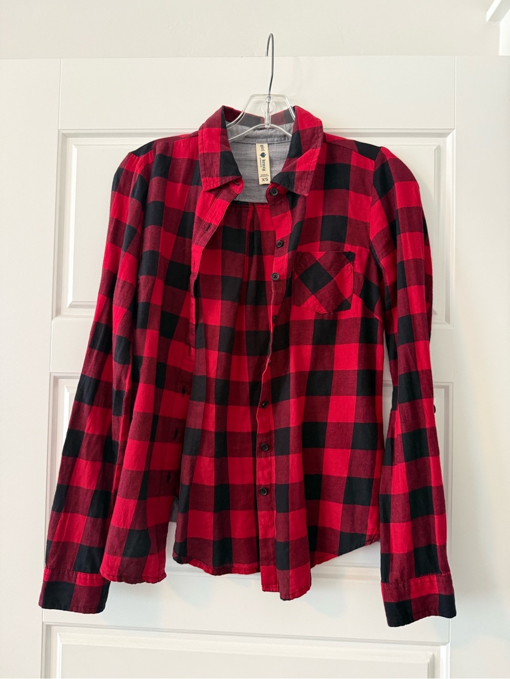 girl krazy Red and Black Plaid Button-Down Shirt